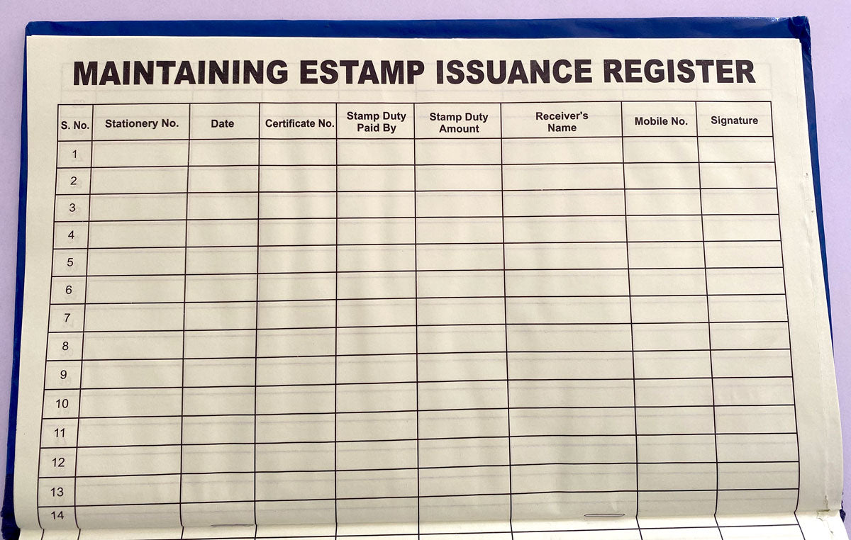 CSC Stock Holding e-Stamp Issuance Register