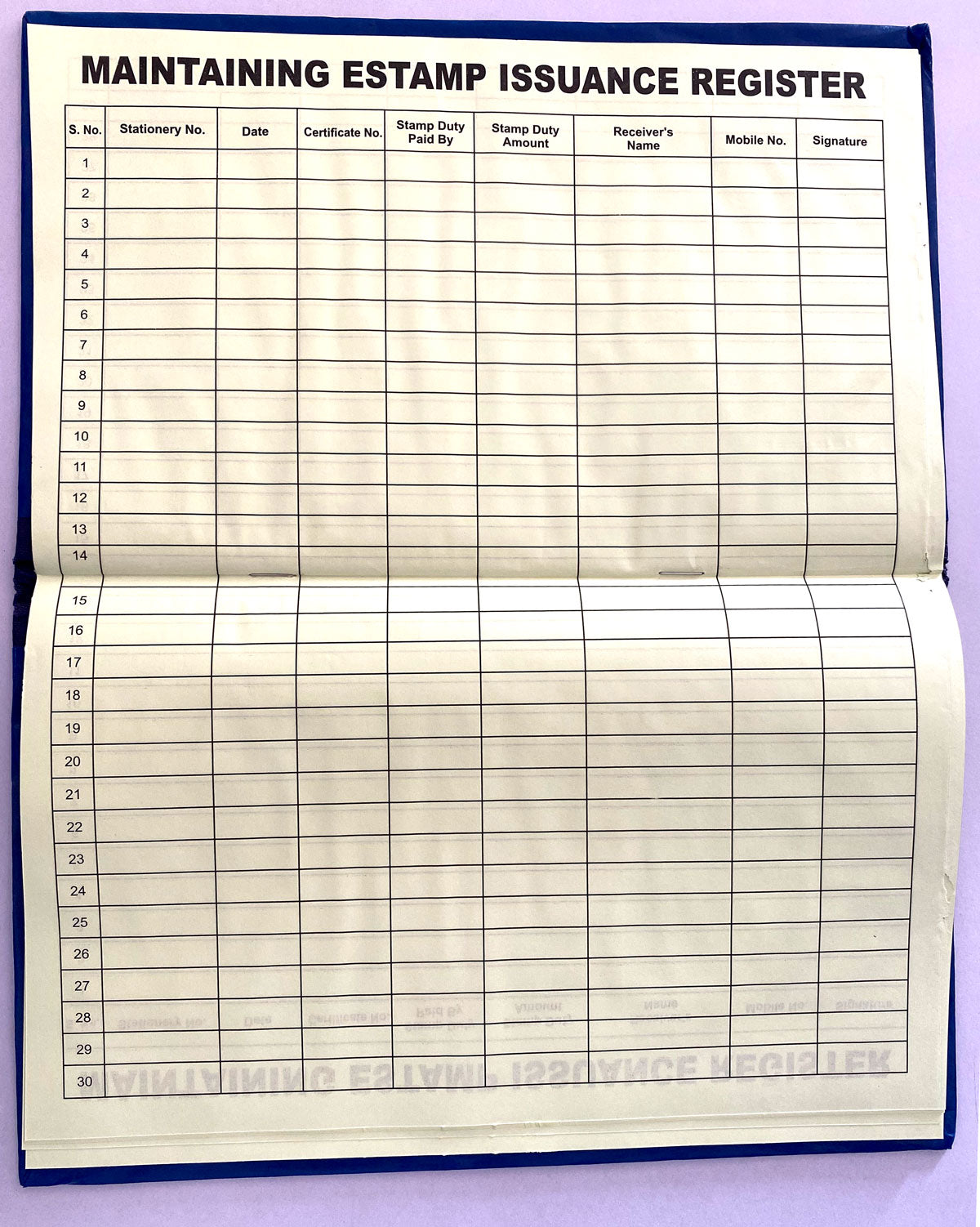 CSC Stock Holding e-Stamp Issuance Register