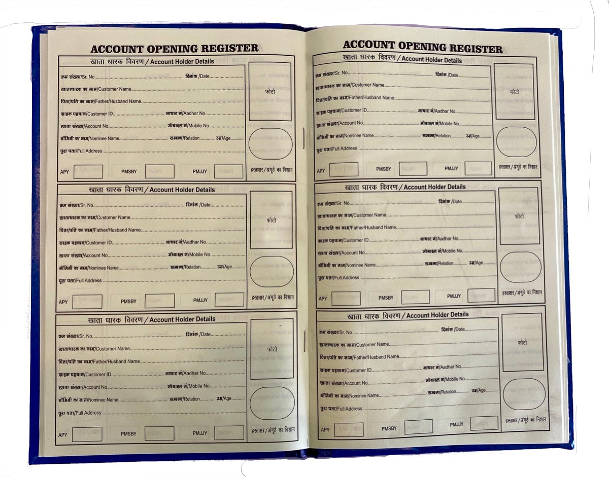 India Post Payment Bank Account Opening Register Record Book