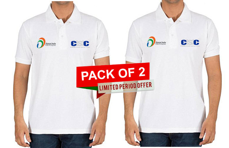 CSC Digital India Collar T shirt pack of 2